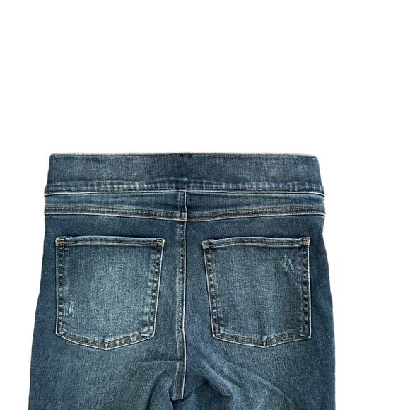 NEW Spanx Distressed Pull On Skinny Jeans Medium Wash Raw Hem Size Small  $128 - Picture 9 of 10